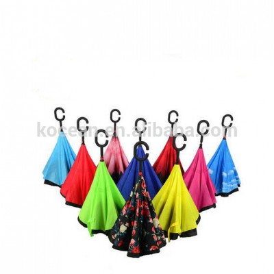 Windproof Reverse Folding Double Layer Inverted Chuva Umbrella Self Stand Inside Out Rain Protection C-Hook Hands For Car